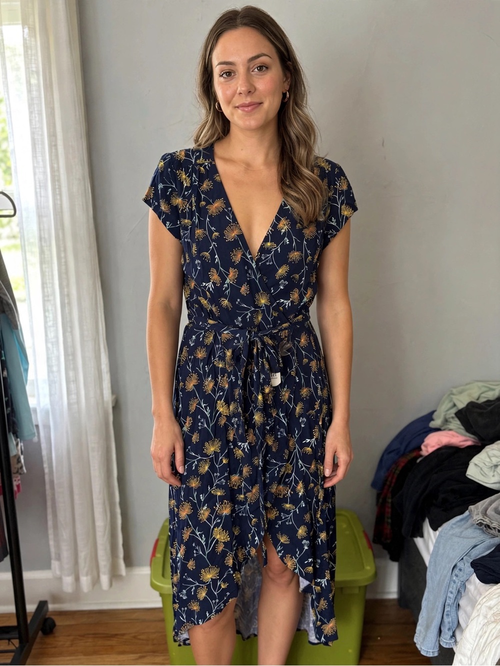 Women's Navy Floral Wrap Dress by A.N.A.
